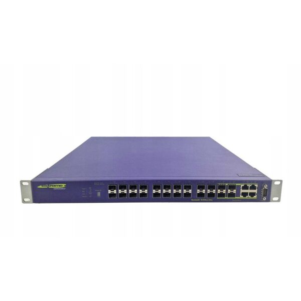 Extreme Networks Summit X450a-24x, 24 Ports 1000BASE-X SFP ports, 4 10/100/1000BASE-T shared ports, slot for XGM2 10 Gigabit Ethernet module, 2 SummitStack stacking ports, ExtremeXOS Advanced Edge License Switch