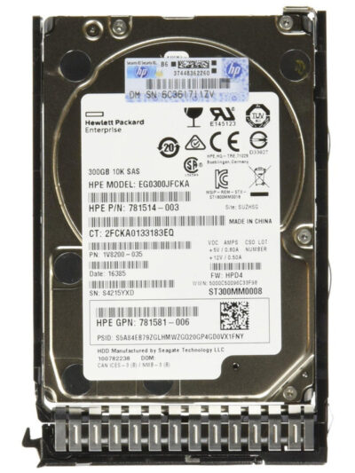 HPE 300GB 10K 2.5-inch SAS 12Gb/s SC Enterprise Hard Drive w/ caddy