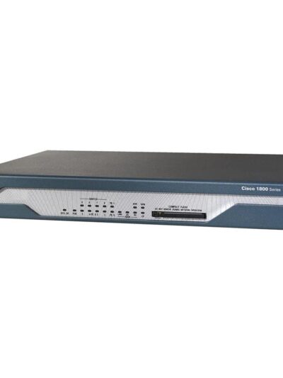 Cisco 1801 ISR ADSL over POTS router with 8-port 10/100BASE-T switch, ISDN S/T backup, Cisco IOS IP broadband, 32 MB Flash, and 128 MB DRAM