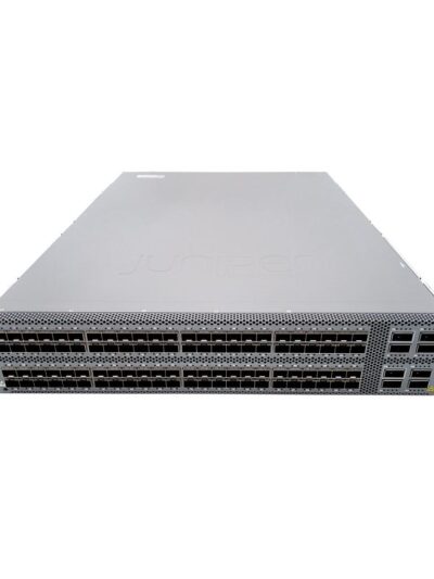 Juniper QFX5100, 96 SFP+/SFP ports, 8 QSFP ports, redundant fans, redundant AC power supplies, front-to-back airflow