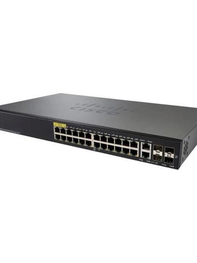 Cisco Small Business 350 Series SG350-28MP Managed Switch, 24-Port 10/100/1000 PoE+ with 382W power budget & 2 Gigabit copper/SFP combo ports & 2 SFP ports