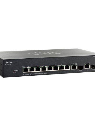 Cisco Small Business 300 Series SF302-08 Managed Switch, 8-port 10/100 Mbps with 2 combo Gigabit Uplinks