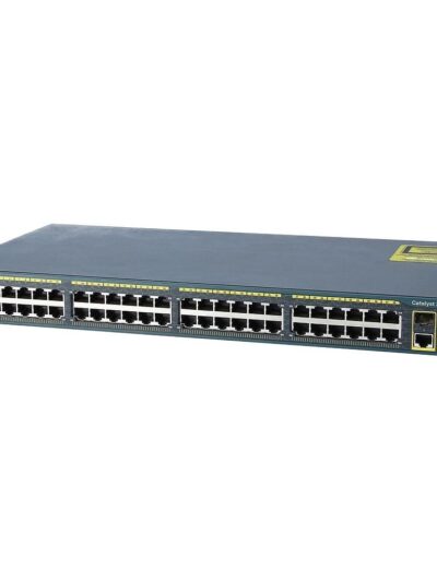 Cisco Catalyst 2960 48 10/100 Ethernet ports,  2 dual-purpose uplinks (each dual-purpose uplink port has 1 10/100/1000 Ethernet port and 1 SFP-based Gigabit Ethernet port, 1 port active), LAN Lite software