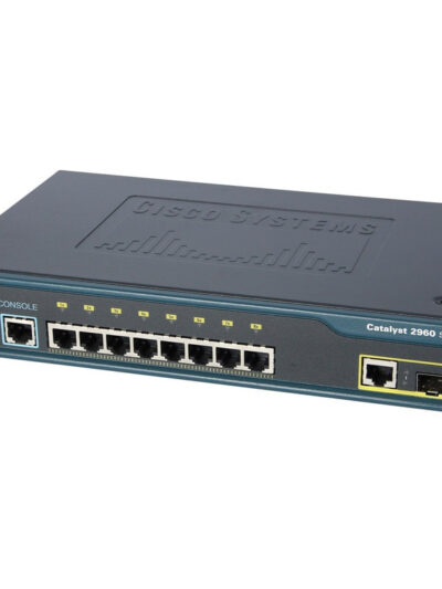 Cisco Catalyst 2960 8 10/100 Ethernet ports,  1 dual-purpose uplink (dual-purpose uplink port has 1 10/100/1000 Ethernet port and 1 SFP-based Gigabit Ethernet port, 1 port active), LAN Base software