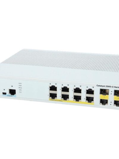 Cisco Catalyst compact switch 2960C PoE Switch 8 10/100 FE PoE, 2 x Dual Purpose Uplink (1G RJ45 o 1G SFP), LAN Base
