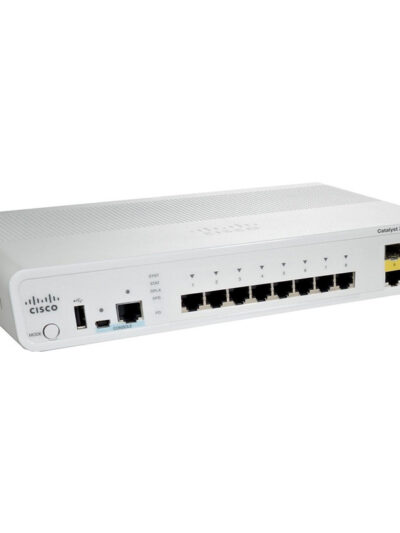 Cisco Catalyst compact switch 2960C Switch 8 10/100 FE & 2x Dual Purpose Uplink (2x 1G RJ45 o 2x 1G SFP), LAN Base