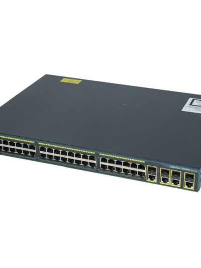 Cisco Catalyst 2960G 44 10/100/1000 ports and 4 dual-purpose uplinks (each dual-purpose uplink port has one 10/100/1000 Ethernet port and 1 SFP-based Gigabit Ethernet port, 1 port active), LAN Base Image