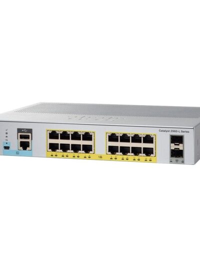 Cisco Catalyst 2960-L 16 port 10/100/1000 Ethernet PoE+ ports, 2 x 1G SFP uplink ports,  Smart Managed switch