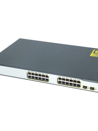 Cisco Catalyst 3750 Stackable 24 10/100 Gigabit Ethernet PoE ports & 2 1GbE SFP-based Uplink ports, IP Base software