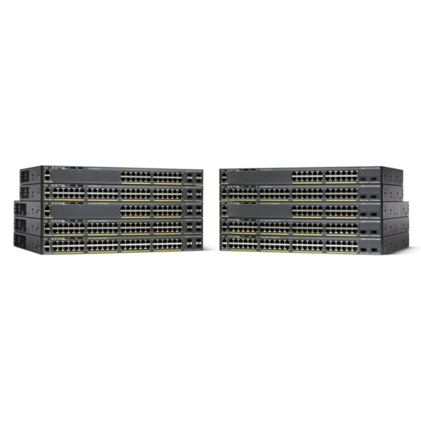 Cisco Catalyst 2960XR 48 10/100/1000 PoE+ ports (PoE budget of 370 W) and 4 SFP module slots, with one 640W AC power supply, IP Lite