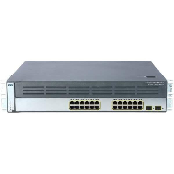 Cisco Catalyst 3750G Stackable 24 10/100/1000Base-T PoE Gigabit Ethernet ports & 2 SFP-based Gigabit Ethernet ports, with Integrated WLAN Controller for up to 25 APs, IP Base Software