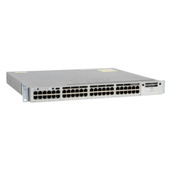 Cisco Catalyst 3850 Stackable 48 10/100/1000 Ethernet PoE+ ports, with one 715WAC power supply  1 RU, IP Base feature set
