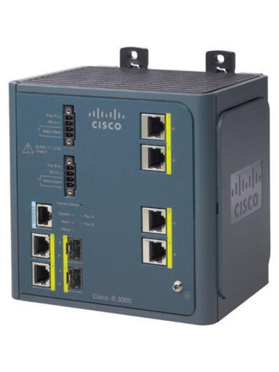 Cisco IE 3004 4x 10/100 & 2 dual-purpose uplinks (each dual-purpose uplink port has 1 10/100/1000 Ethernet port and 1 SFP-based Gigabit Ethernet port, 1 port active) Industrial Ethernet Switch, LAN Base Image