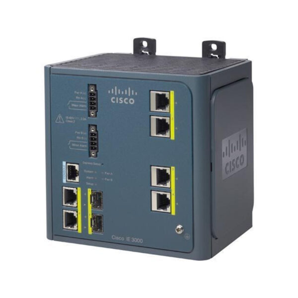 Cisco IE 3004 4x 10/100 & 2 dual-purpose uplinks (each dual-purpose uplink port has 1 10/100/1000 Ethernet port and 1 SFP-based Gigabit Ethernet port, 1 port active) Industrial Ethernet Switch, LAN Base Image
