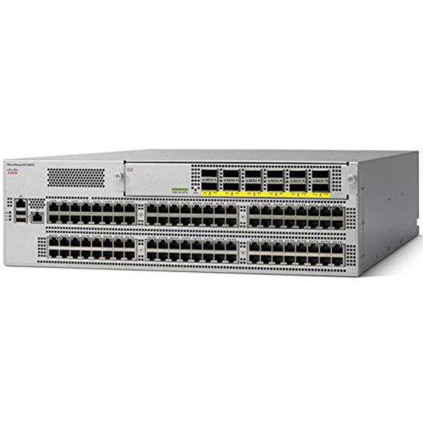 Cisco Nexus 9K Fixed with 48p 1/10G/25G SFP and 12p 40G/100G QSFP28 (2x PSU AC 1100W Port-side Intake , 5x Fan Port-side Intake & NX-OS software)