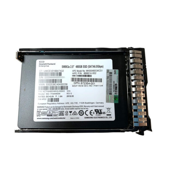 HPE 480GB 2.5-inch SSD SATA 6Gb/s Mixed Use SC Digitally Signed Firmware SSD w/ caddy